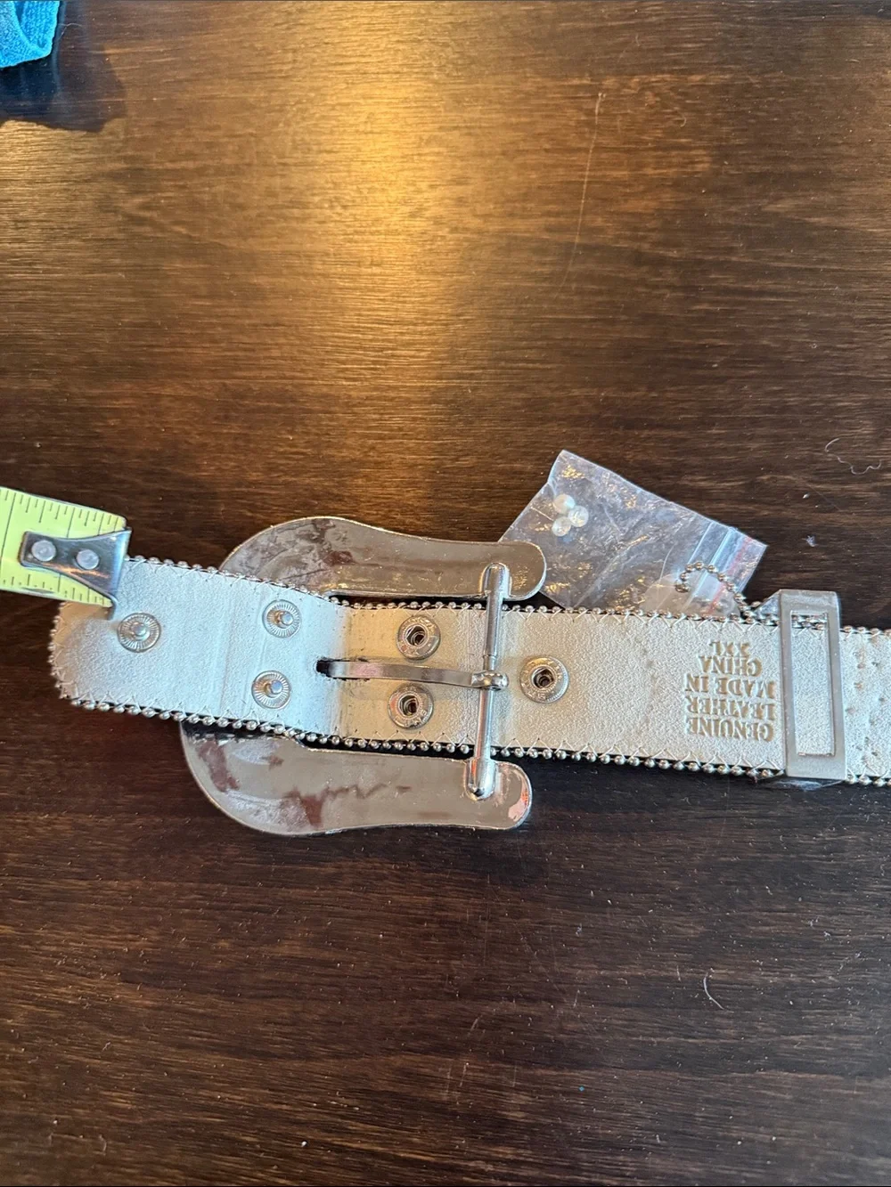 Crystal-Embellished Brown Leather Belt with Rhinestone Buckle